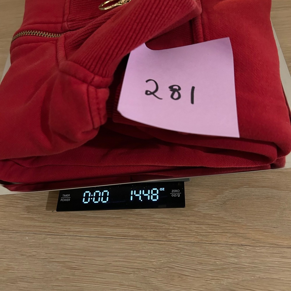 Tommy Hilfiger Quarter Zip Sweatshirt S Red Embroidered Crest Logo Tennis Prep - Picture 9 of 9